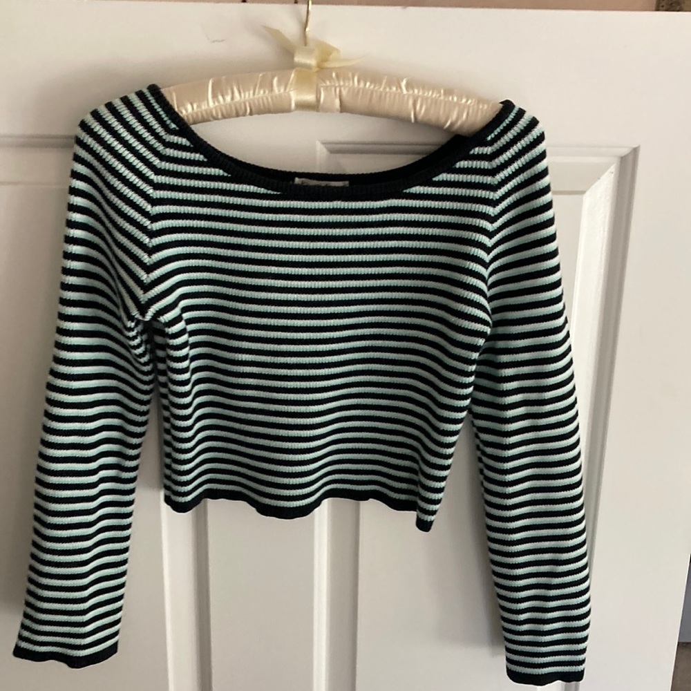 BeBe midi striped sweater - black/white/light green knit